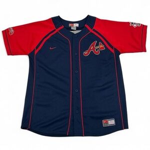 Atlanta Braves Nike Jersey Size Large Chipper Jones Baseball MLB Sports Navy Red